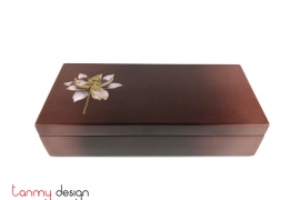 Brown rectangle lacquer box hand-painted with lotus 10*22*H6 cm